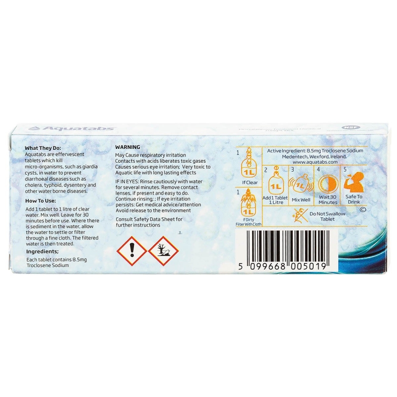 Wasser Aufbereitungstabletten Medentech, Aquatabs 50 Tabletten outdoor